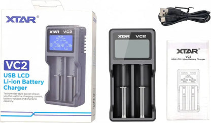 XTAR VC2 USB LCD Dual‑Bay Li‑ion Battery Charger Xtar
