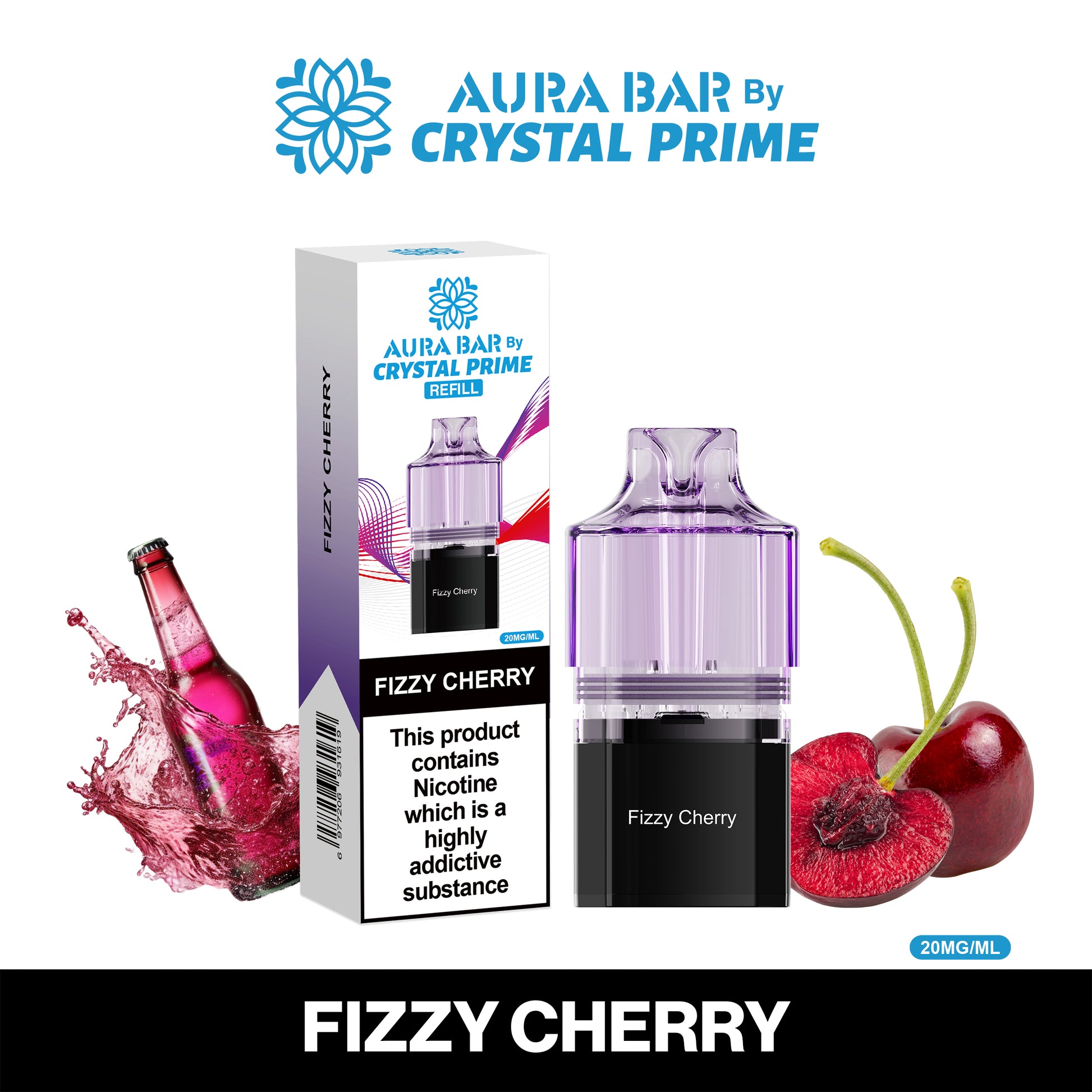 Crystal Prime Aura Bar 10K Prefilled Pods - Fizzy Cherry image