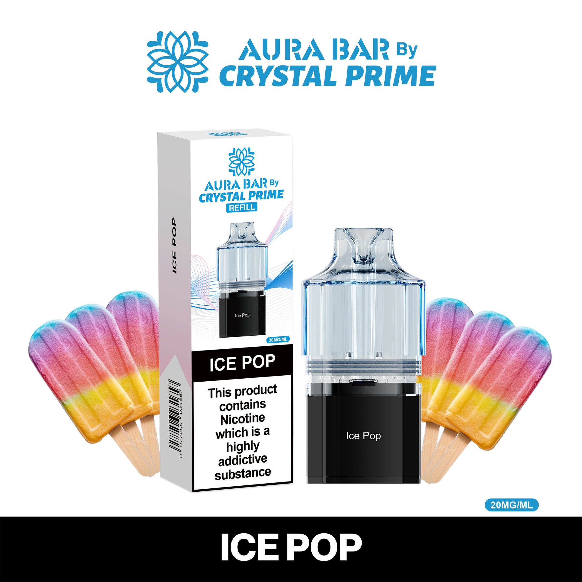 Crystal Prime Aura Bar 10K Prefilled Pods - Ice Pop image