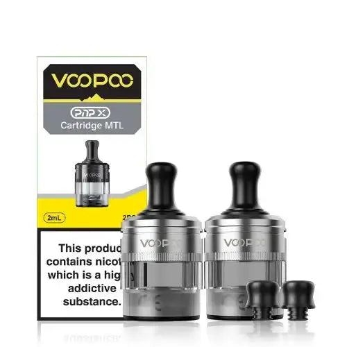 VooPoo PnP X MTL + DTL Replacement Pods | Drag X2 / S2 | 2pcs/pack - MTL (mouth-to-lung), Silver. image