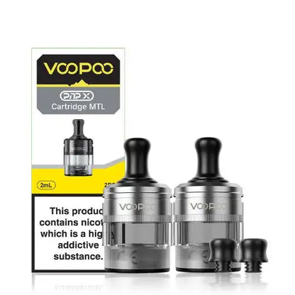VooPoo PnP X MTL + DTL Replacement Pods | Drag X2 / S2 | 2pcs/pack - MTL (mouth-to-lung), Silver. image