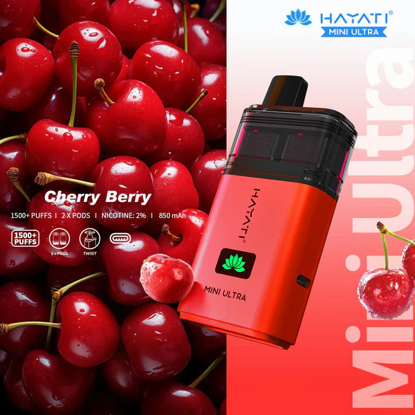 Hayati Mini Ultra 1500 Puffs Prefilled Vape Kit - Cherry Berry image