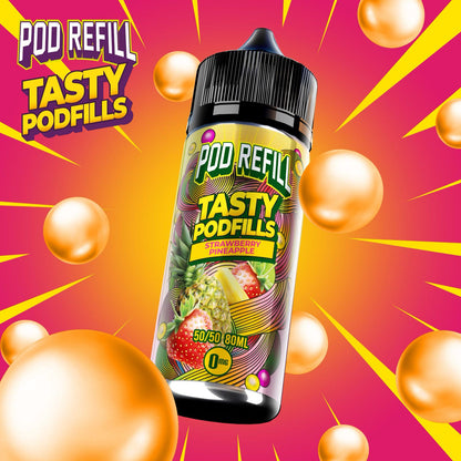 Pod Refill by Tasty Podfill 100ml 50/50 VG/PG E-Liquid Shortfill - Strawberry Pineapple image