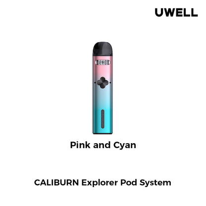 Uwell Caliburn Explorer Pod Kit – Dual Flavor Vaping - Pink Cyan image