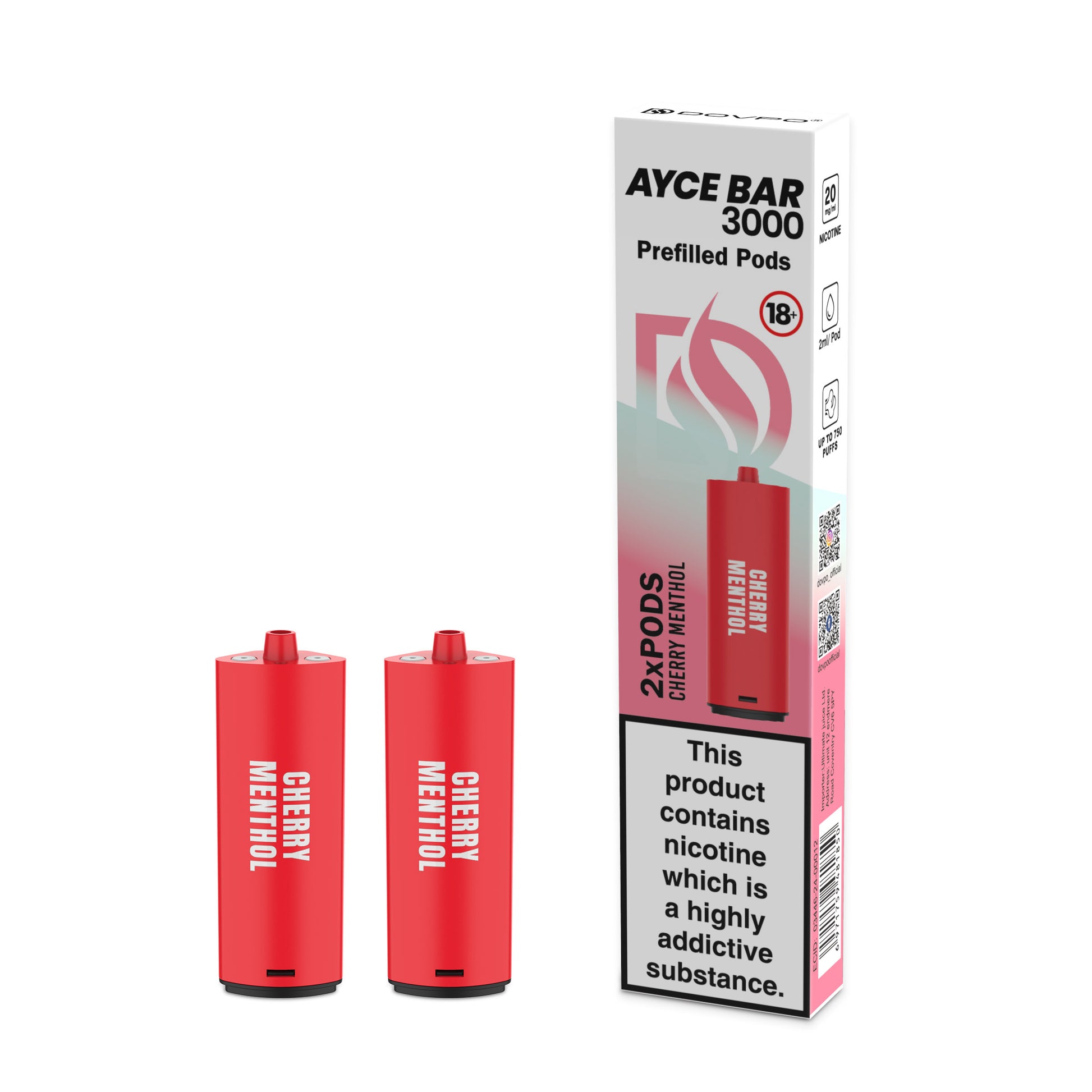 Dovpo Ayce Bar 3000 Prefilled Pods | 20mg 2pcs/pack - Cherry Menthol image