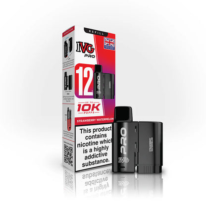 IVG Pro 12 Refill Pods – 2ml + 10ml | Up to 10,000 Puffs | 20mg Nic Salt - Strawberry Watermelon image