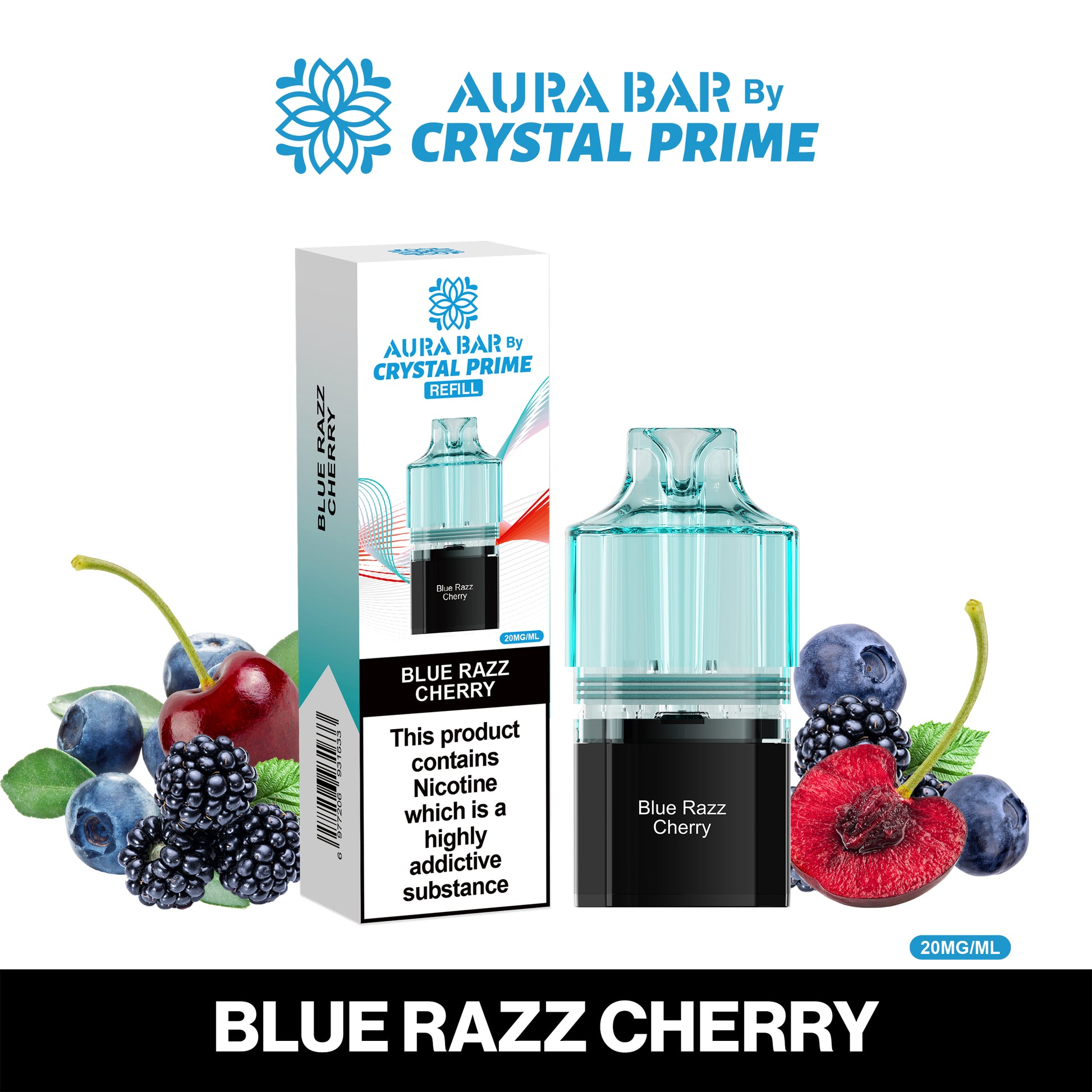 Crystal Prime Aura Bar 10K Prefilled Pods - Blue Razz Cherry image