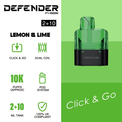 Defender F1-10000 Prefilled Pod - Lemon Lime image