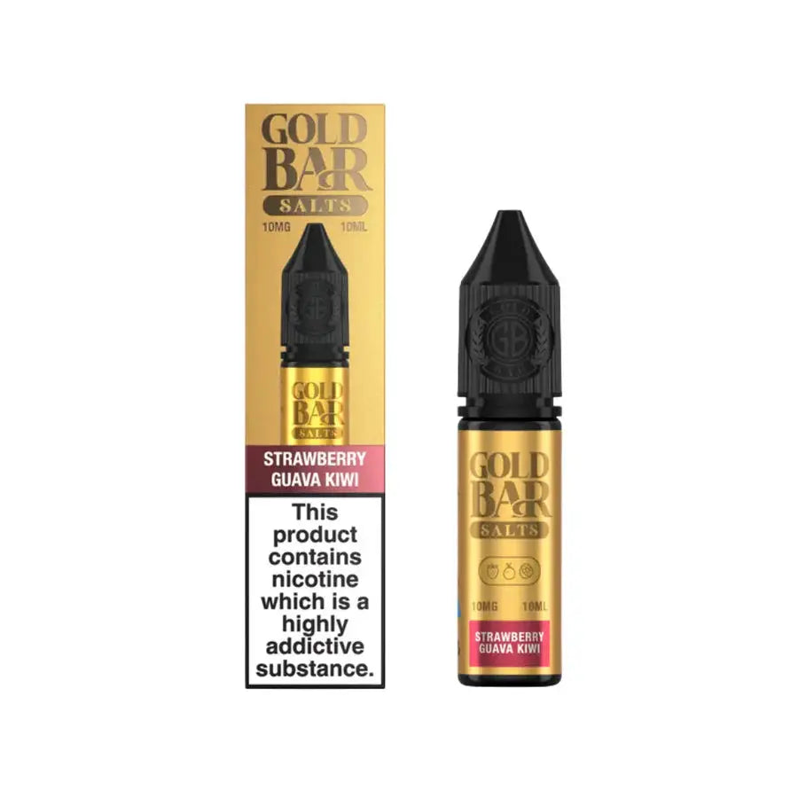 Gold Bar Nic Salts 10ml - 10mg - Strawberry Guava Kiwi image