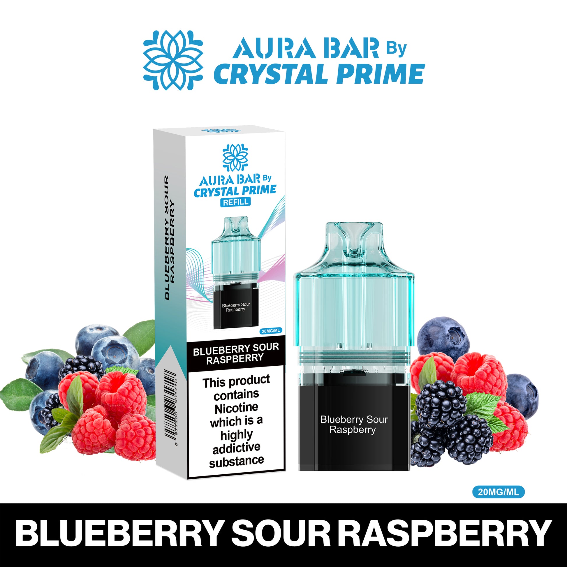 Crystal Prime Aura Bar 10K Prefilled Pods - Blueberry Sour Raspberry image