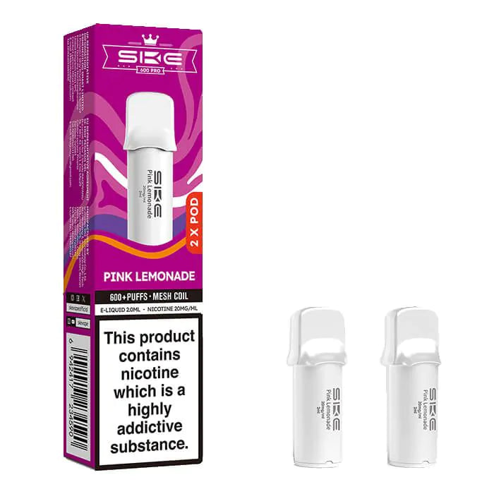 SKE Crystal Bar 600 Pro Prefilled Pods – 20mg Nicotine Salt (2 Pack) - Pink Lemonade image