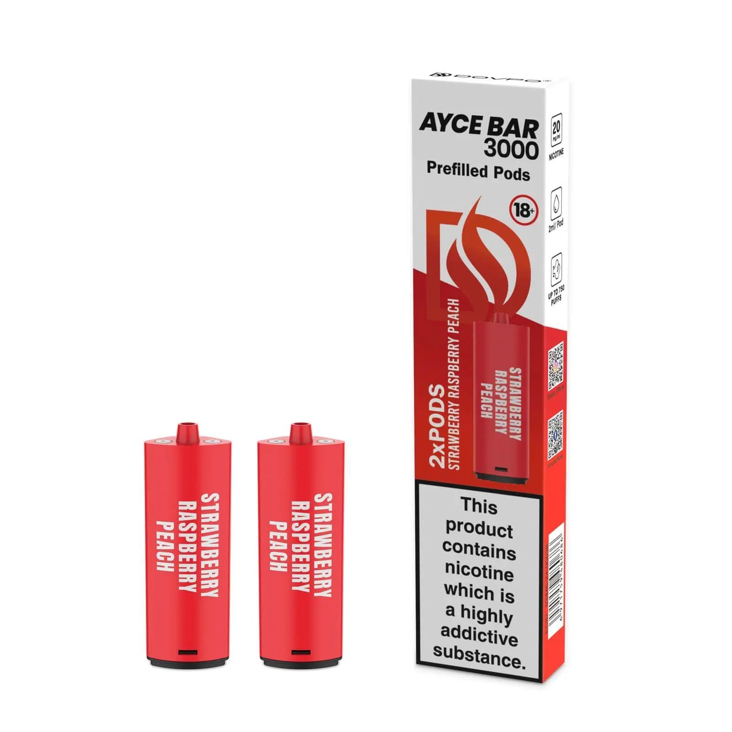 Dovpo Ayce Bar 3000 Prefilled Pods | 20mg 2pcs/pack - Strawberry Raspberry Peach image