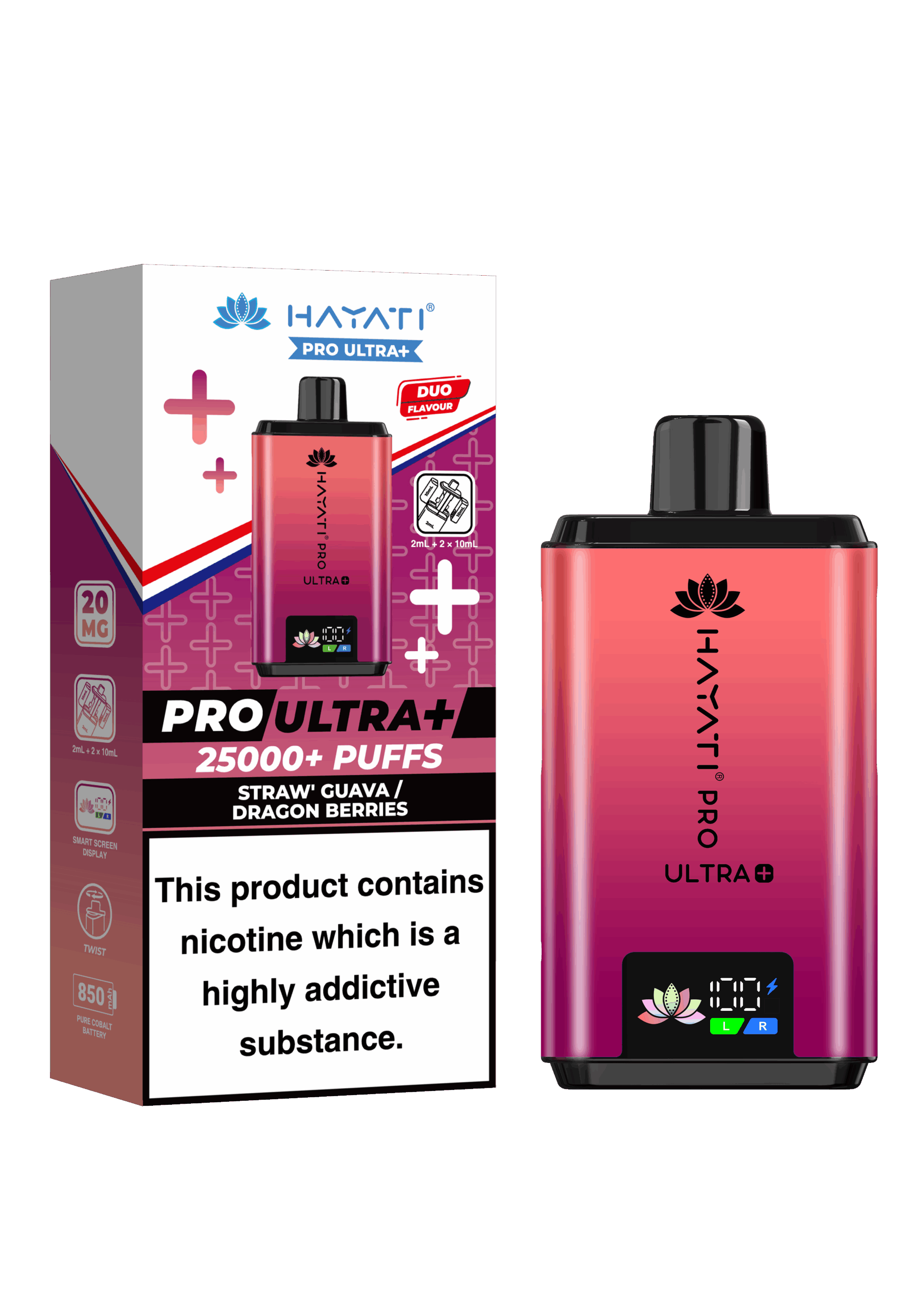 Hayati Pro Ultra Plus 25K Prefilled Vape Kit - Straw' Guava / Dragon Berries image
