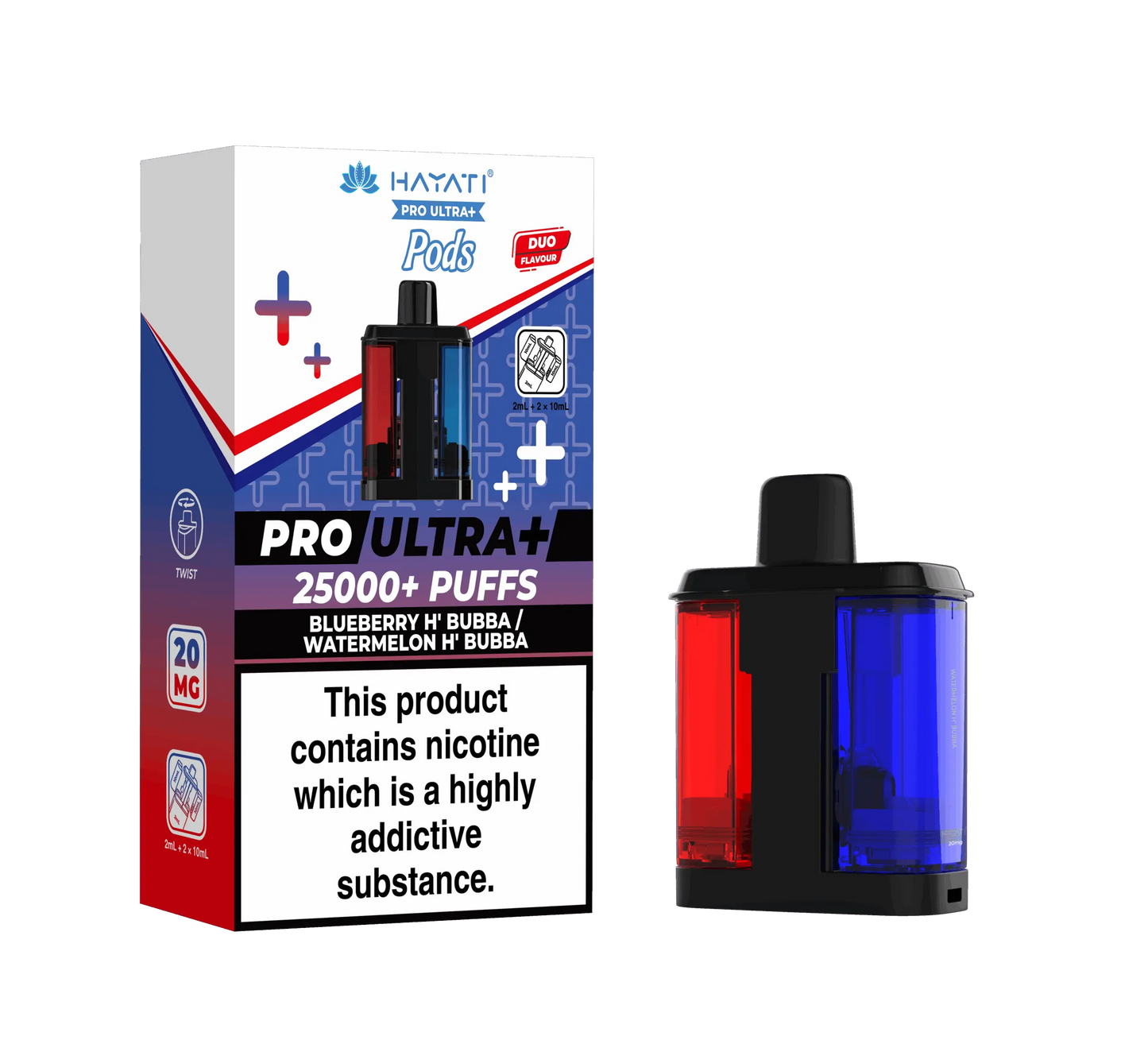 Hayati Pro Ultra Plus 25K Prefilled Pods - Blueberry H'Bubba / Watermelon H'Bubba image