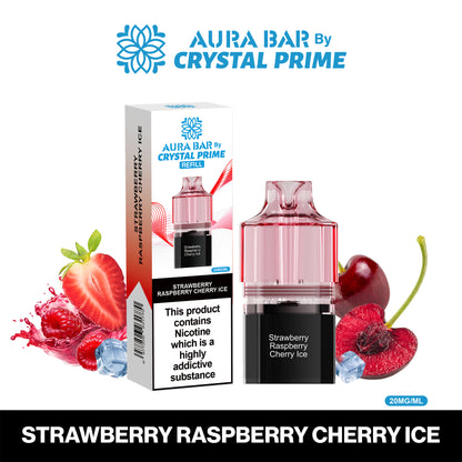 Crystal Prime Aura Bar 10K Prefilled Pods - Strawberry Raspberry Cherry Ice image