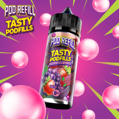 Pod Refill by Tasty Podfill 100ml 50/50 VG/PG E-Liquid Shortfill - Strawberry Grape image