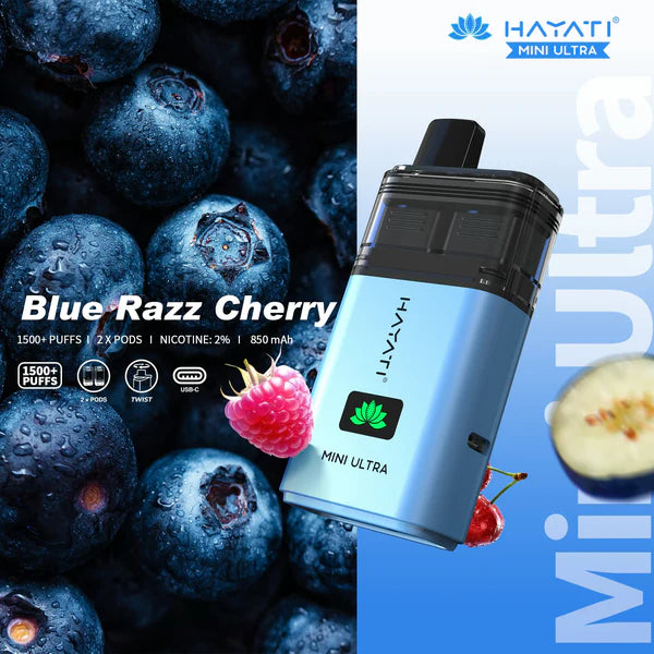Hayati Mini Ultra 1500 Puffs Prefilled Vape Kit - Blue Razz Cherry image