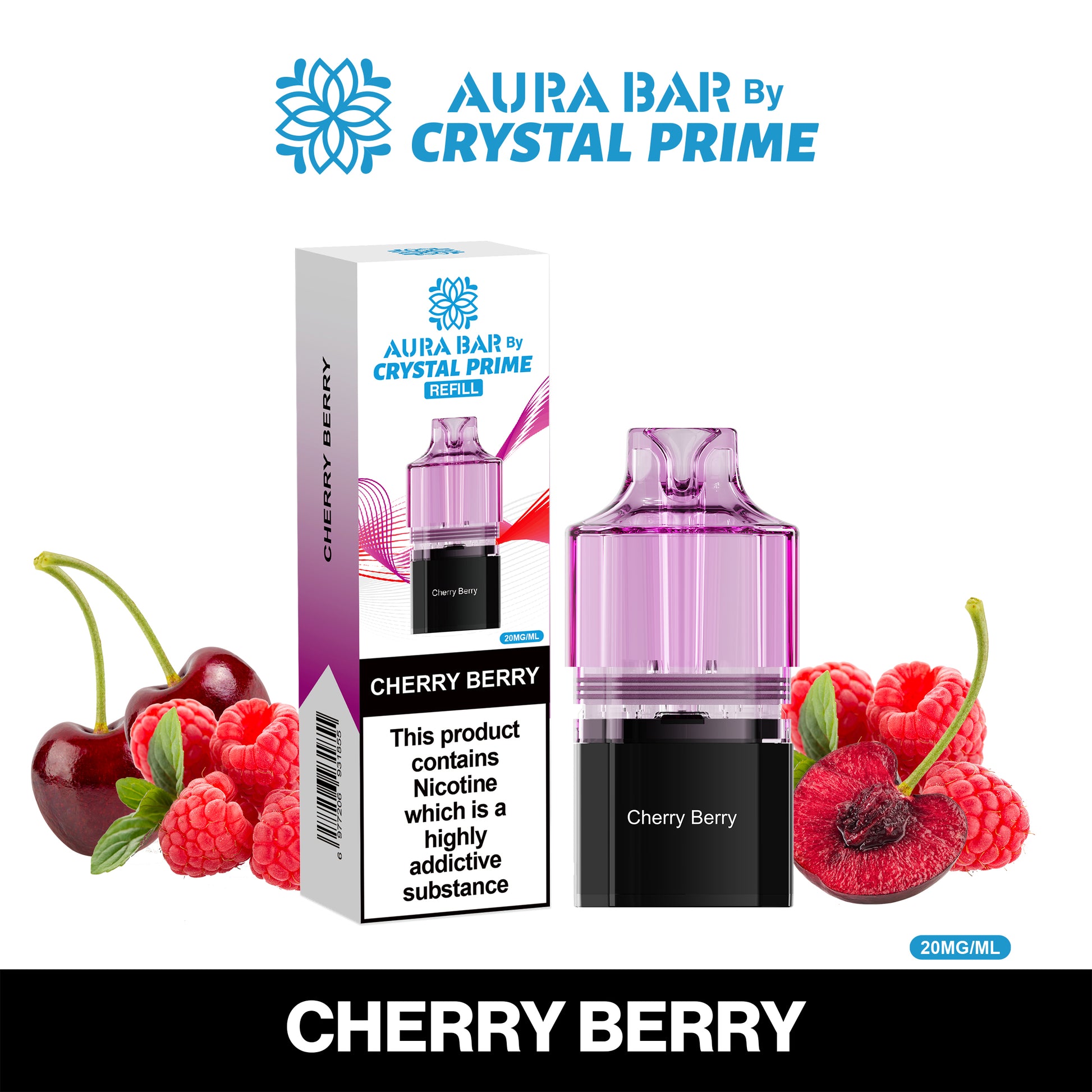 Crystal Prime Aura Bar 10K Prefilled Pods - Cherry Berry image