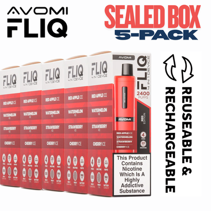 Avomi FLIQ 4-in-1 Prefilled Pod Kit – 2400 Puffs (5-Pack)
