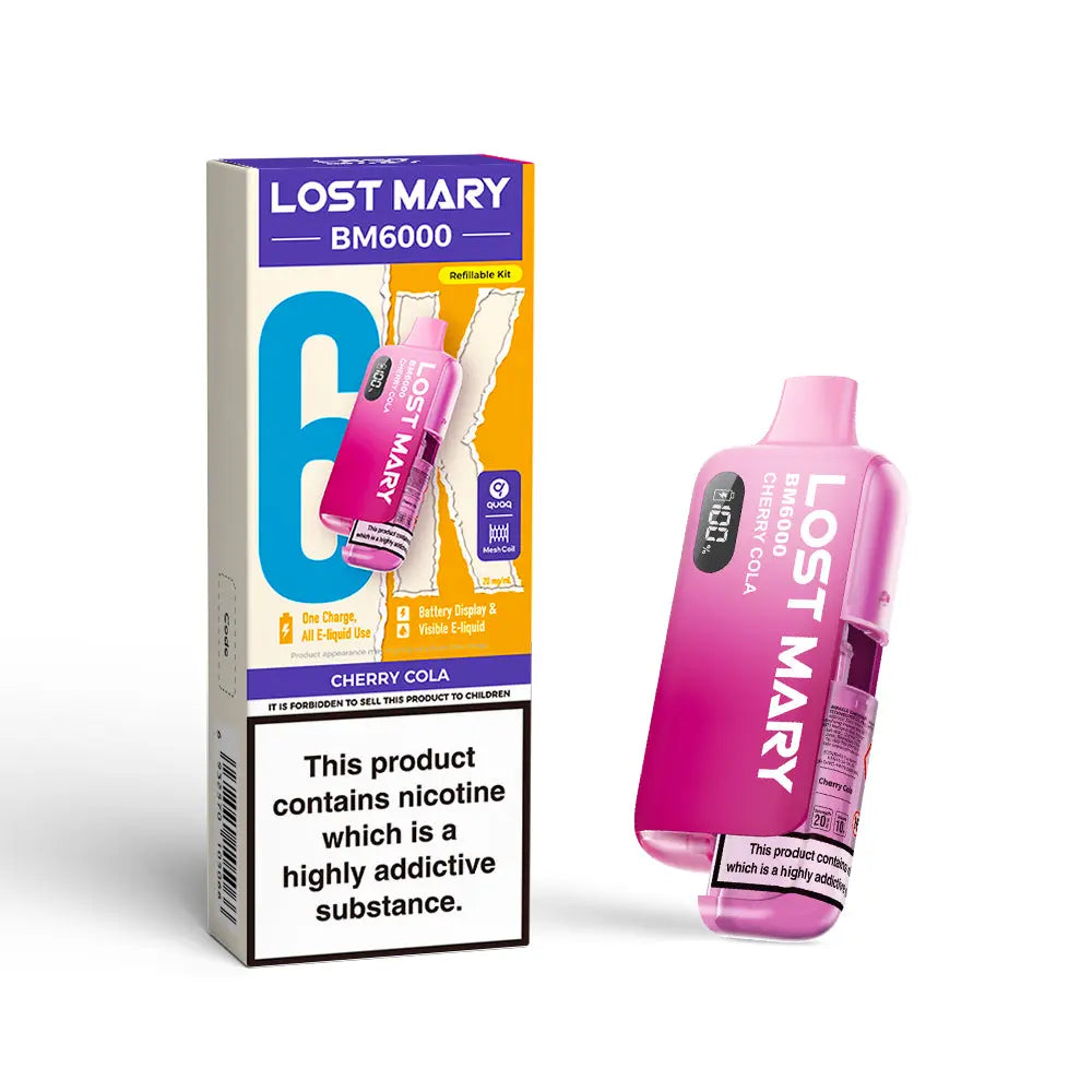 Lost Mary BM6000 Pod Kit – Rechargeable Refillable Vape | 6000 Puffs | 20mg Lost Mary