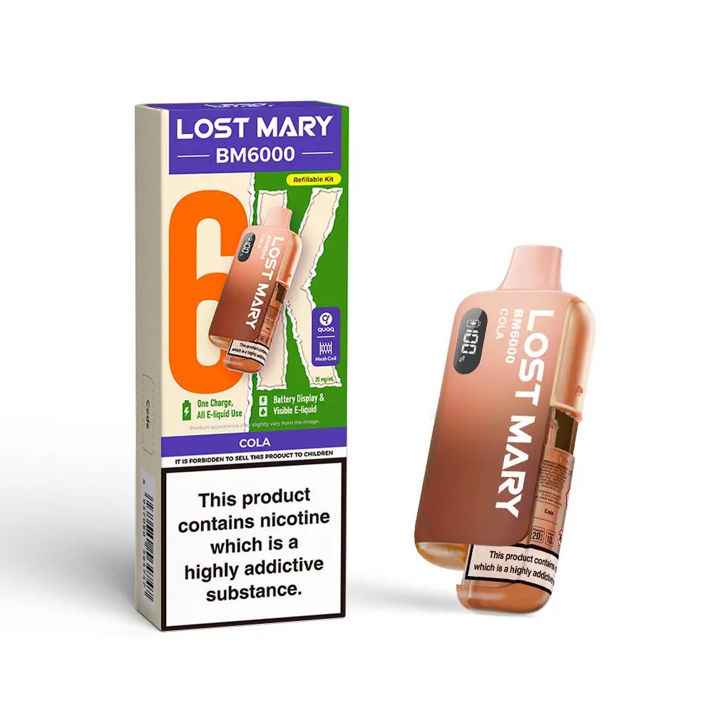 Lost Mary BM6000 Pod Kit – Rechargeable Refillable Vape | 6000 Puffs | 20mg Lost Mary