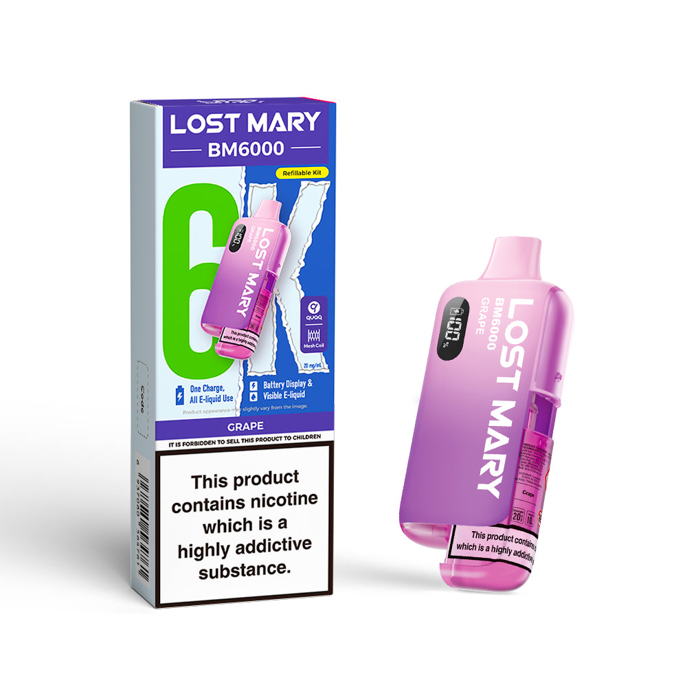 Lost Mary BM6000 Pod Kit – Rechargeable Refillable Vape | 6000 Puffs | 20mg