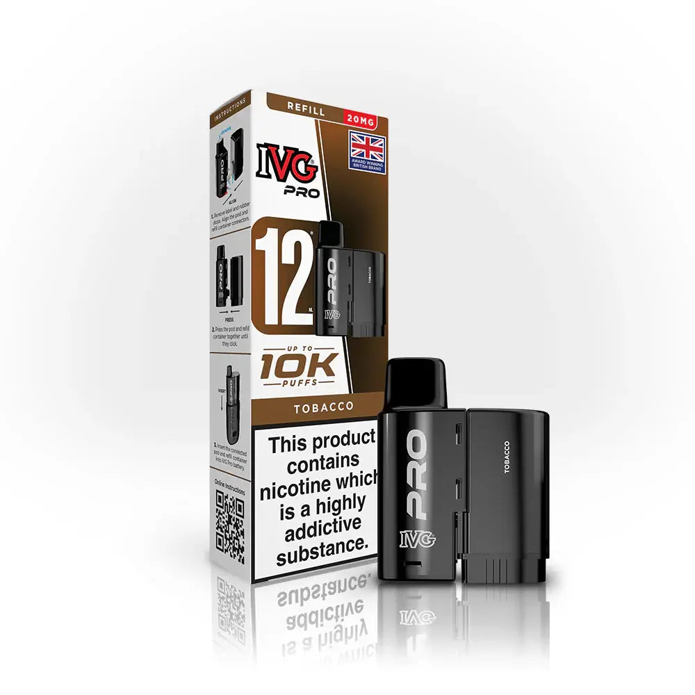 IVG Pro 12 Refill Pods – 2ml + 10ml | Up to 10,000 Puffs | 20mg Nic Salt IVG