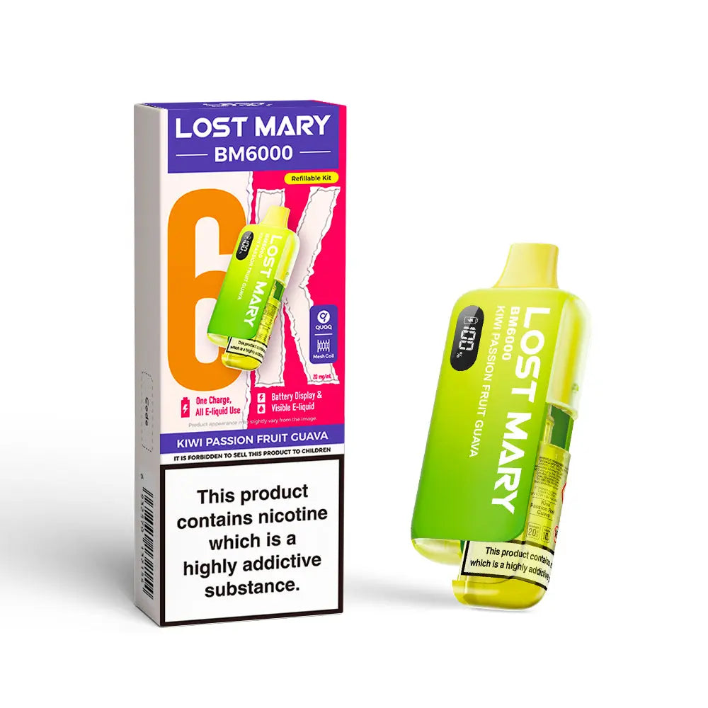 Lost Mary BM6000 Pod Kit – Rechargeable Refillable Vape | 6000 Puffs | 20mg Lost Mary