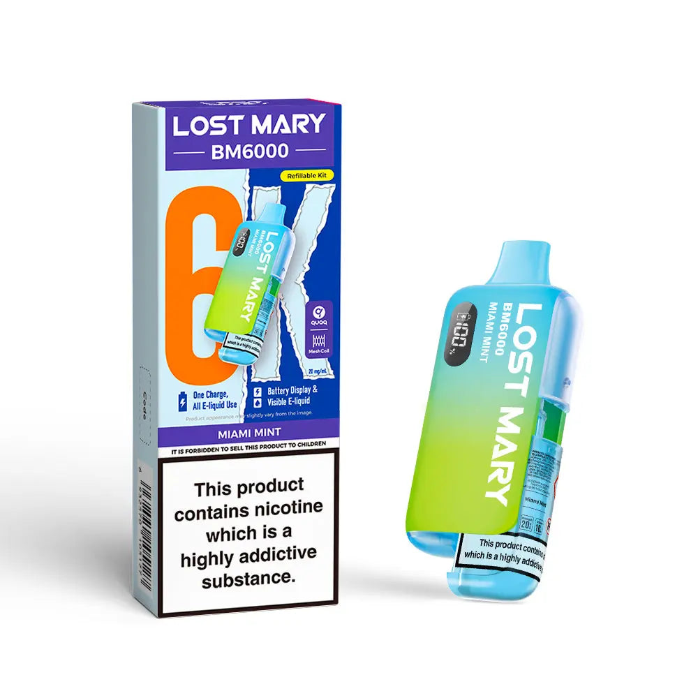Lost Mary BM6000 Pod Kit – Rechargeable Refillable Vape | 6000 Puffs | 20mg Lost Mary