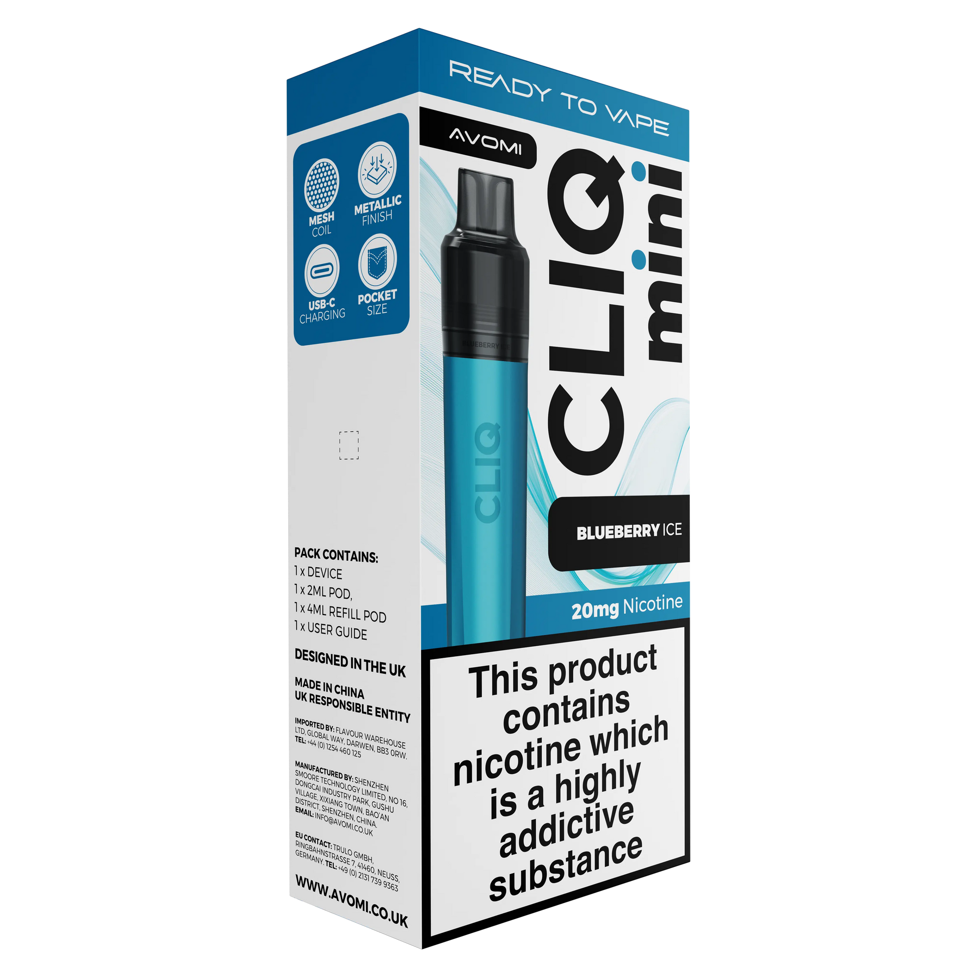 Avomi CLIQ Mini Prefilled Pod Kit (2ml + 4ml) | Upto 3000 Puffs