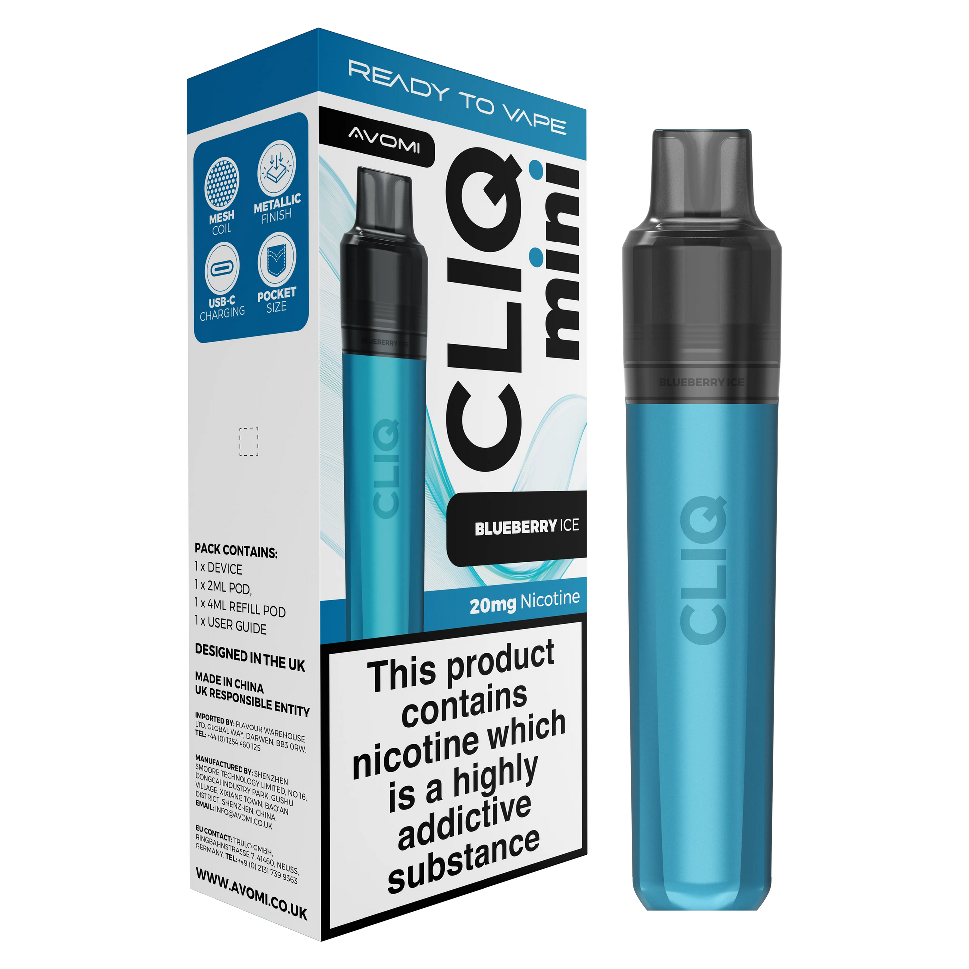Avomi CLIQ Mini Prefilled Pod Kit (2ml + 4ml) | Upto 3000 Puffs