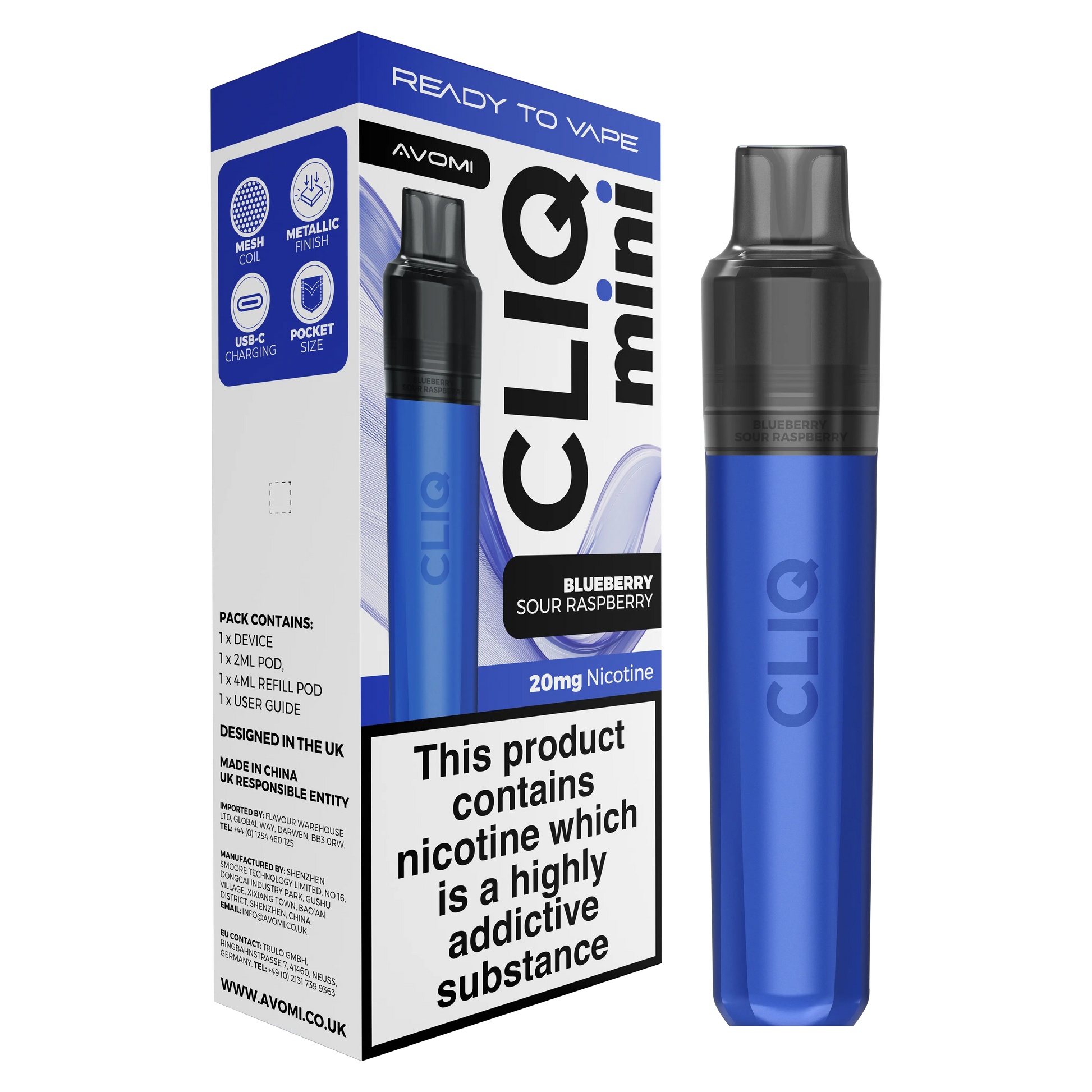 Avomi CLIQ Mini Prefilled Pod Kit (2ml + 4ml) | Upto 3000 Puffs