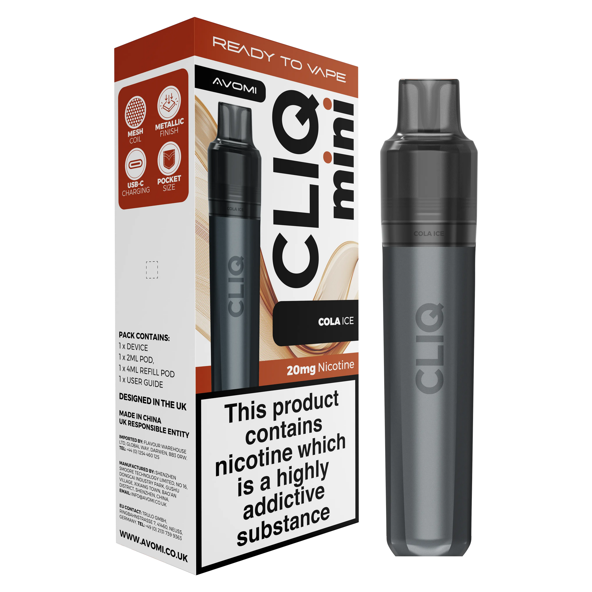 Avomi CLIQ Mini Prefilled Pod Kit (2ml + 4ml) | Upto 3000 Puffs