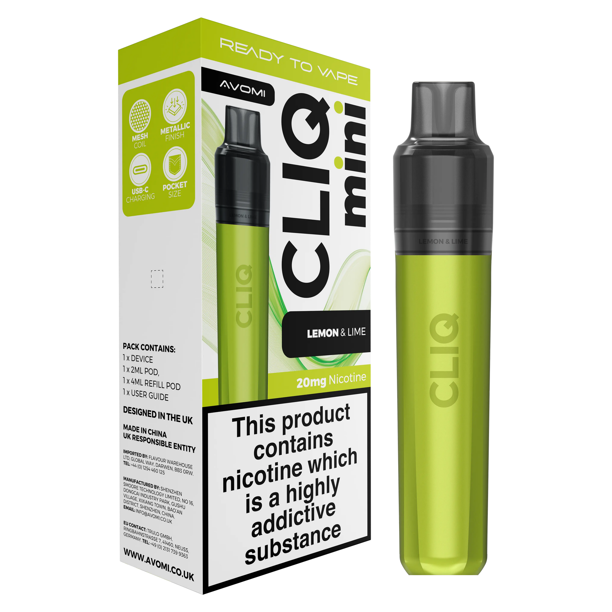Avomi CLIQ Mini Prefilled Pod Kit (2ml + 4ml) | Upto 3000 Puffs