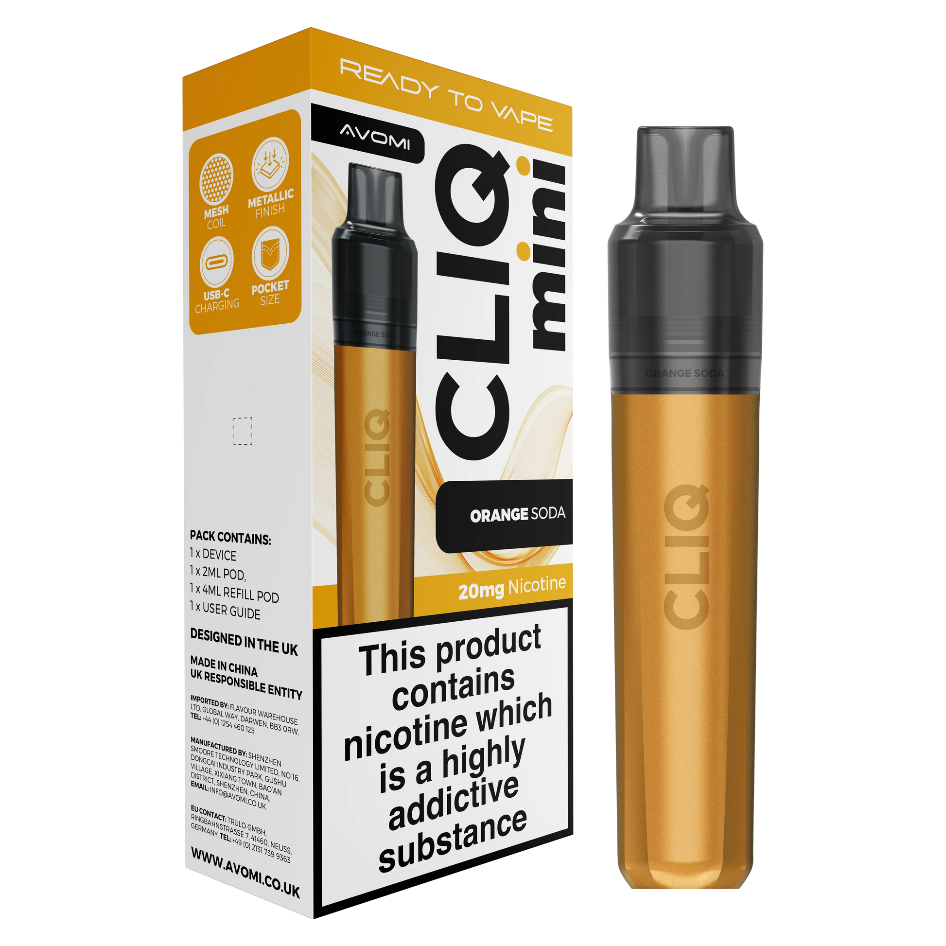 Avomi CLIQ Mini Prefilled Pod Kit (2ml + 4ml) | Upto 3000 Puffs