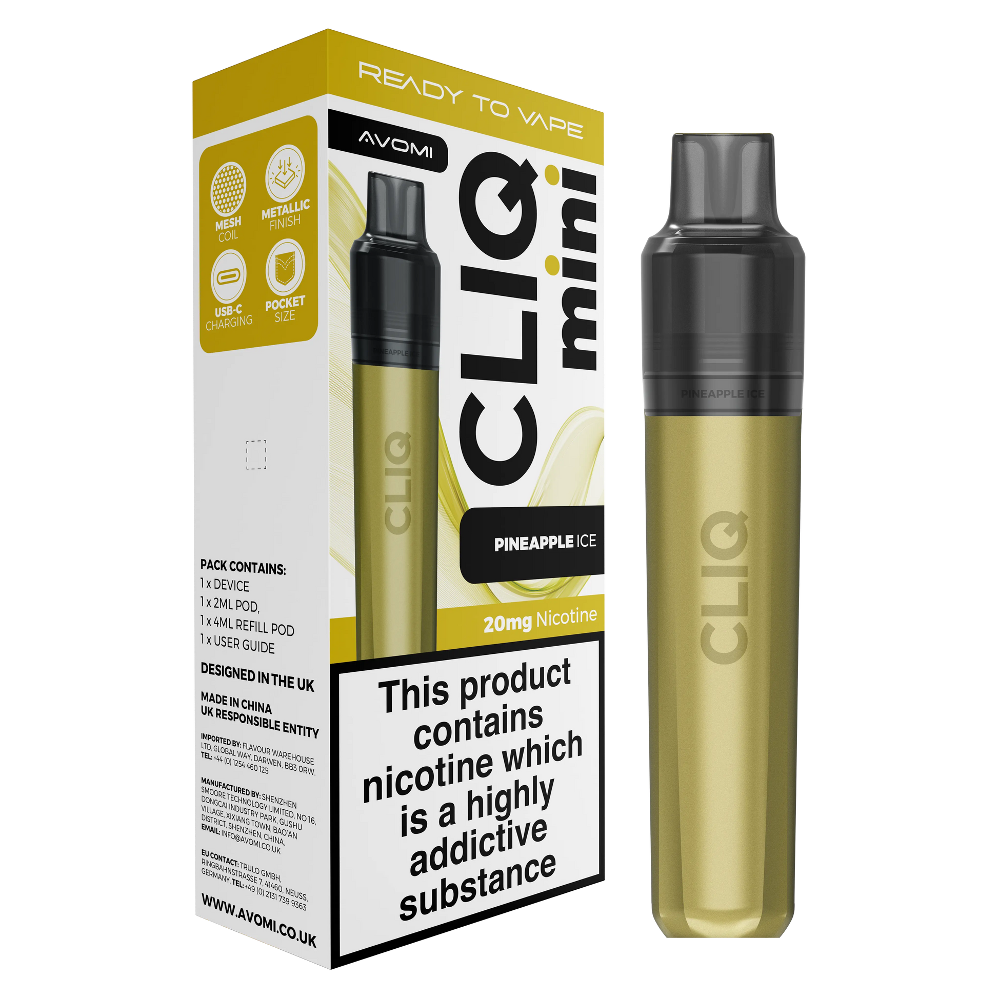 Avomi CLIQ Mini Prefilled Pod Kit (2ml + 4ml) | Upto 3000 Puffs