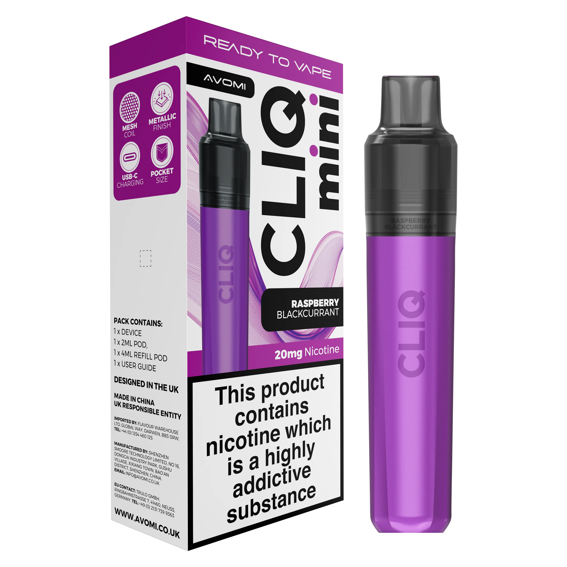Avomi CLIQ Mini Prefilled Pod Kit (2ml + 4ml) | Upto 3000 Puffs