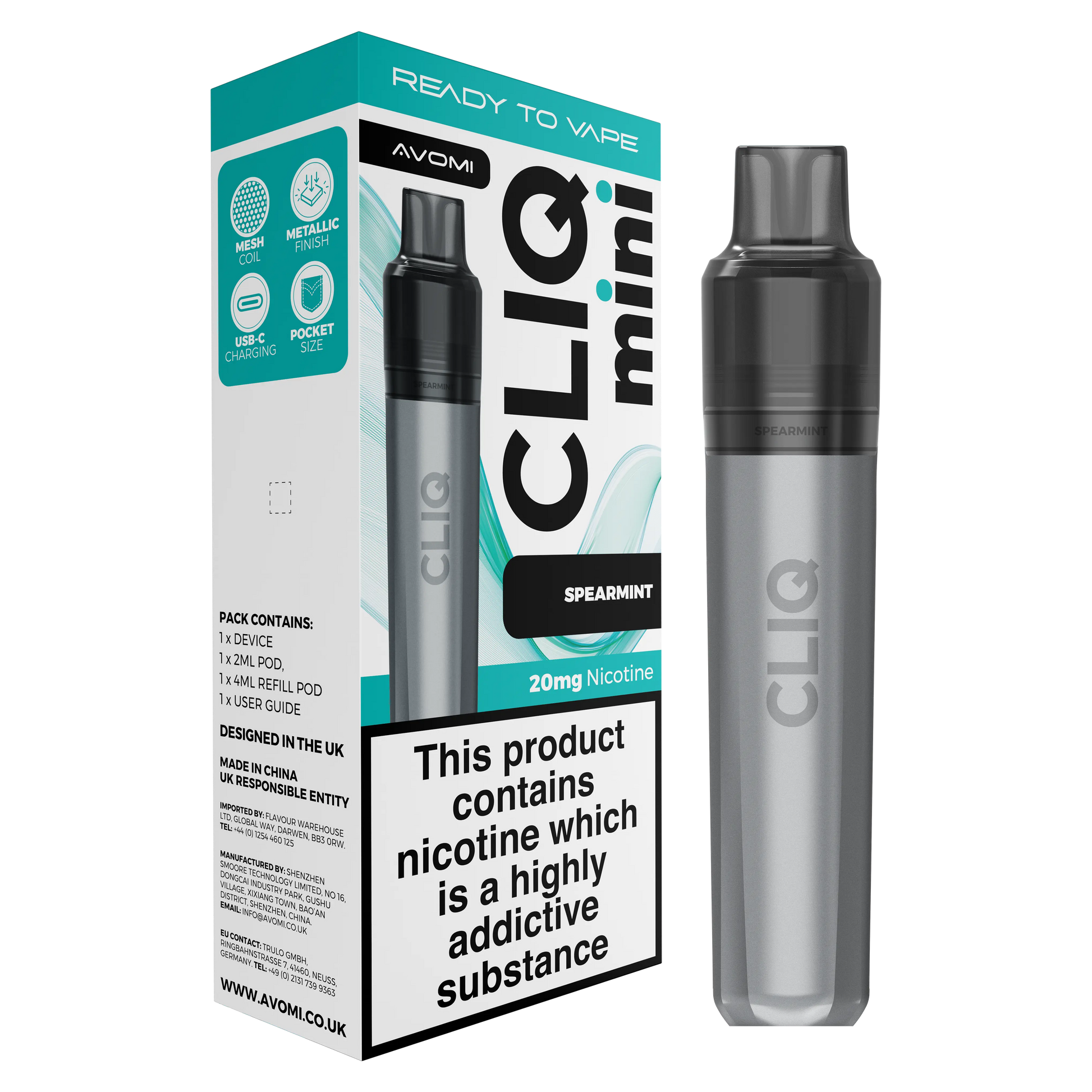 Avomi CLIQ Mini Prefilled Pod Kit (2ml + 4ml) | Upto 3000 Puffs