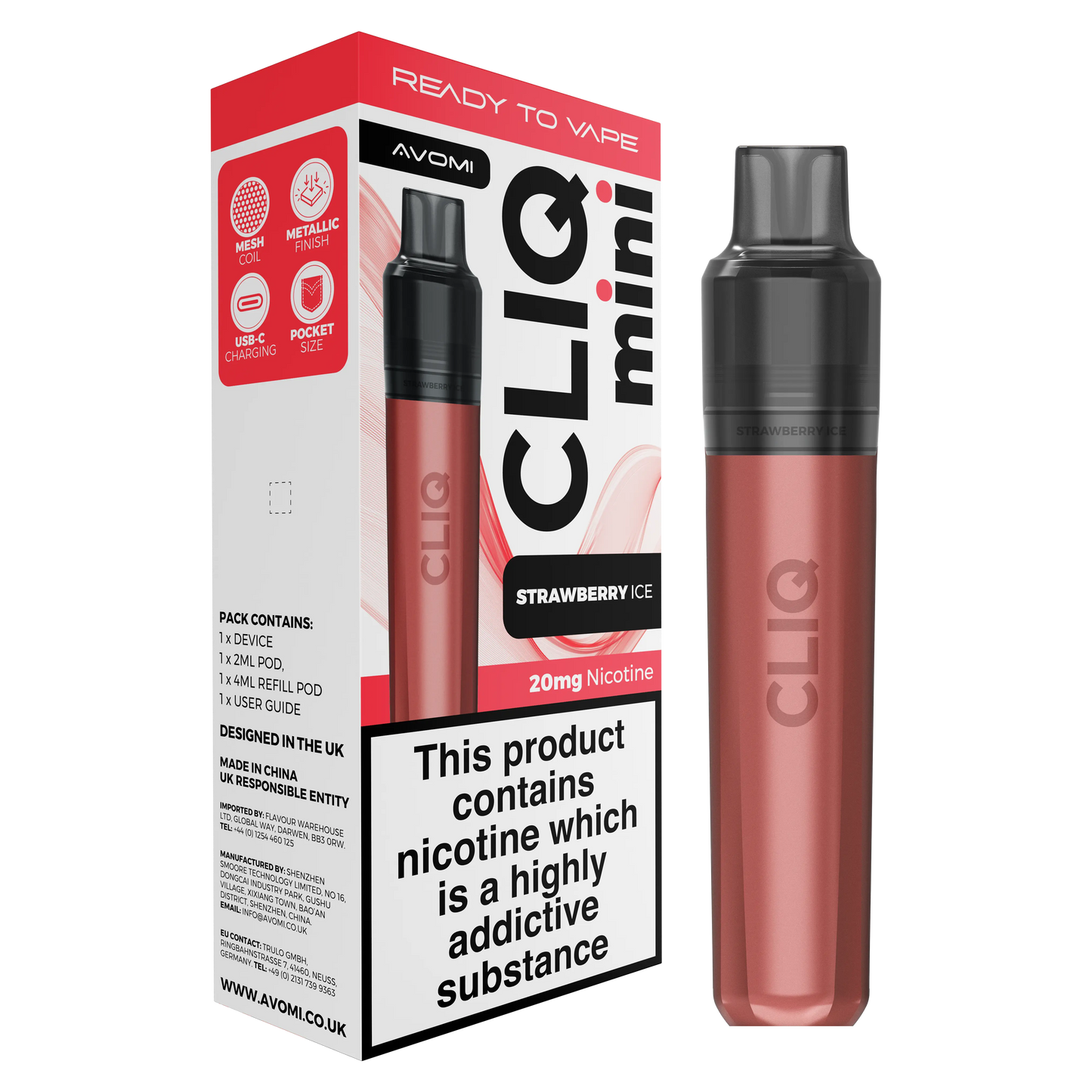 Avomi CLIQ Mini Prefilled Pod Kit (2ml + 4ml) | Upto 3000 Puffs Avomi