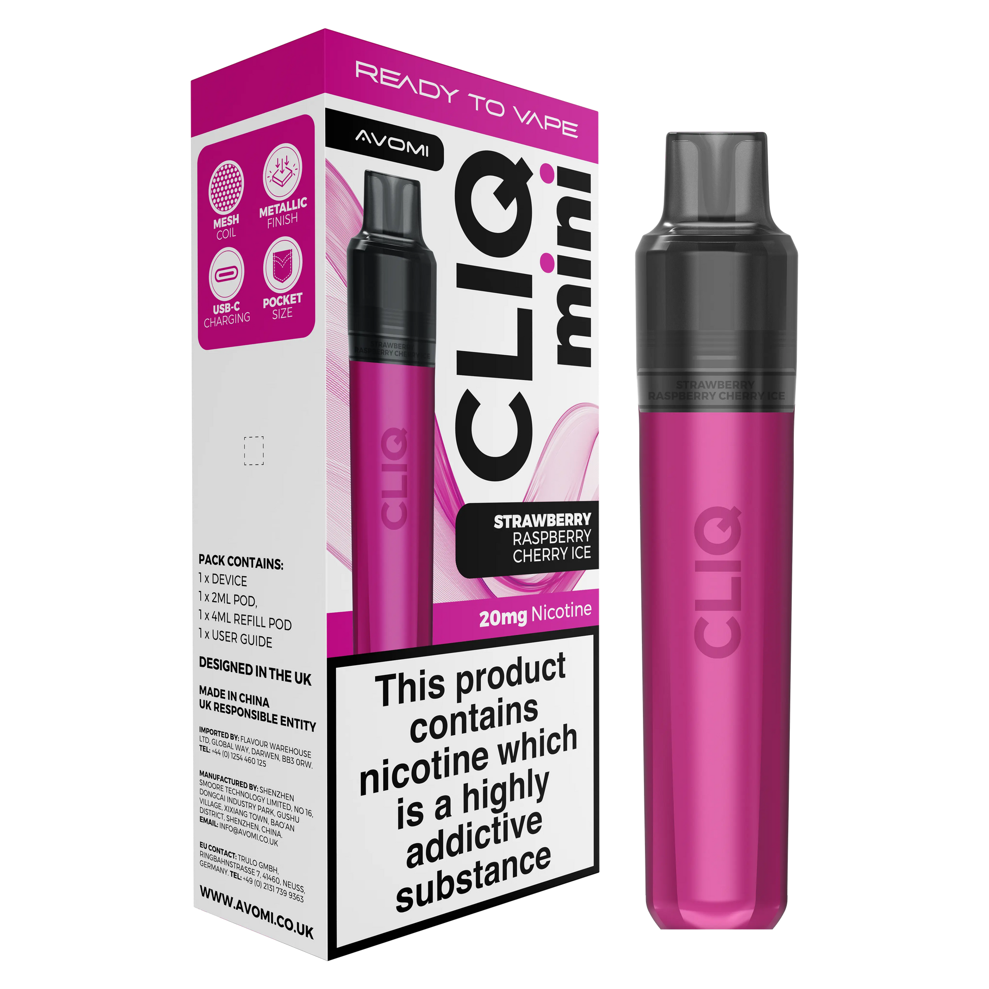 Avomi CLIQ Mini Prefilled Pod Kit (2ml + 4ml) | Upto 3000 Puffs