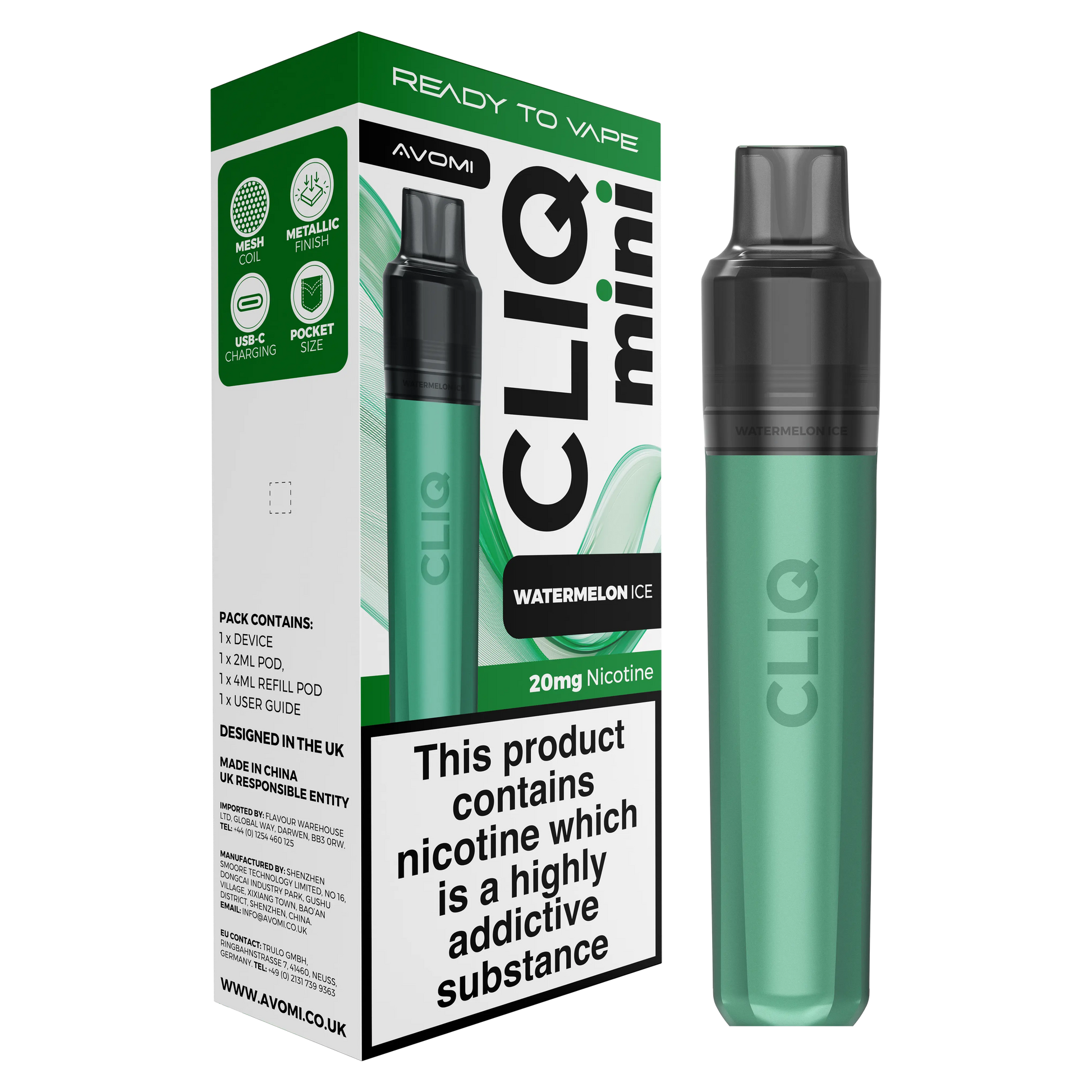 Avomi CLIQ Mini Prefilled Pod Kit (2ml + 4ml) | Upto 3000 Puffs