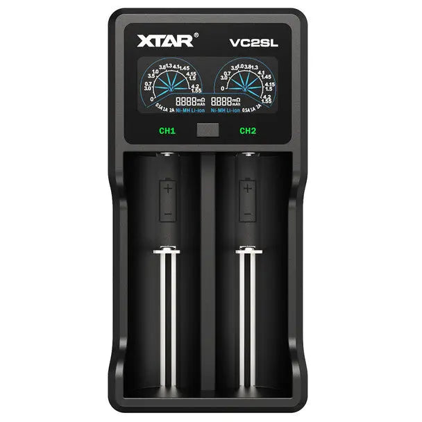 XTAR VC2SL USB‑C 18650/21700 Battery Charger | 2‑Bay Smart LCD