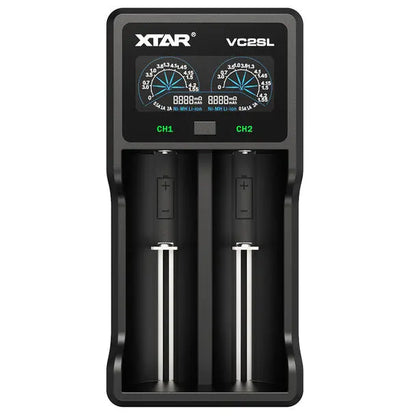XTAR VC2SL USB‑C 18650/21700 Battery Charger | 2‑Bay Smart LCD Xtar