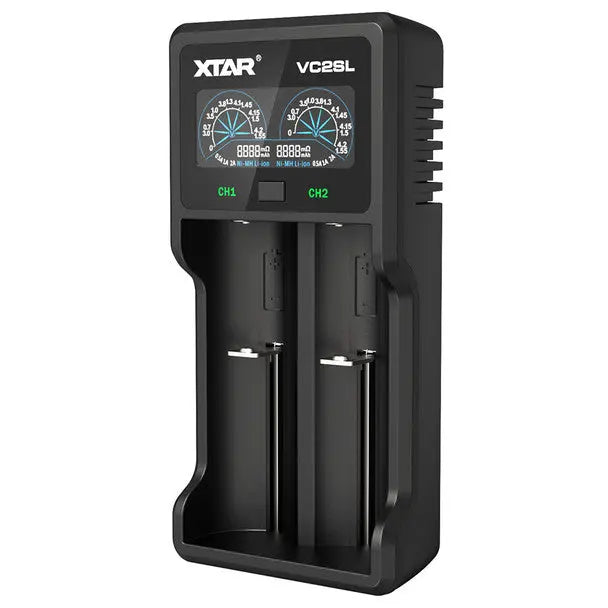 XTAR VC2SL USB‑C 18650/21700 Battery Charger | 2‑Bay Smart LCD