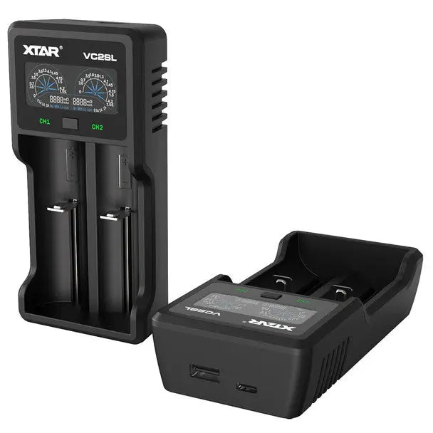 XTAR VC2SL USB‑C 18650/21700 Battery Charger | 2‑Bay Smart LCD