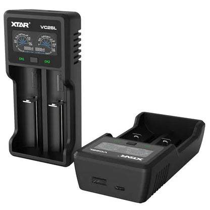 XTAR VC2SL USB‑C 18650/21700 Battery Charger | 2‑Bay Smart LCD Xtar