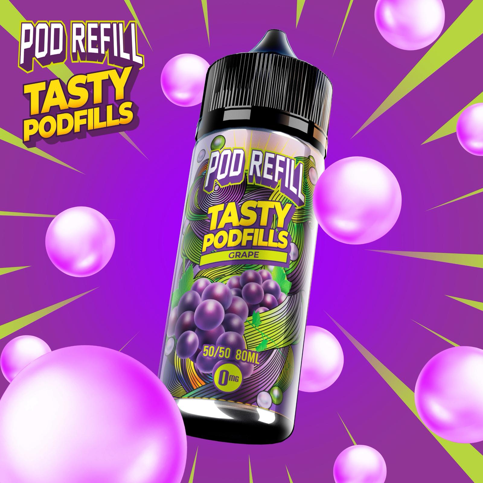 Pod Refill by Tasty Podfill 100ml 50/50 VG/PG E-Liquid Shortfill - Grape image