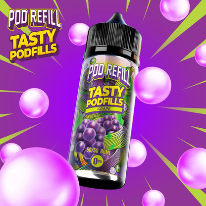 Pod Refill by Tasty Podfill 100ml 50/50 VG/PG E-Liquid Shortfill - Grape image