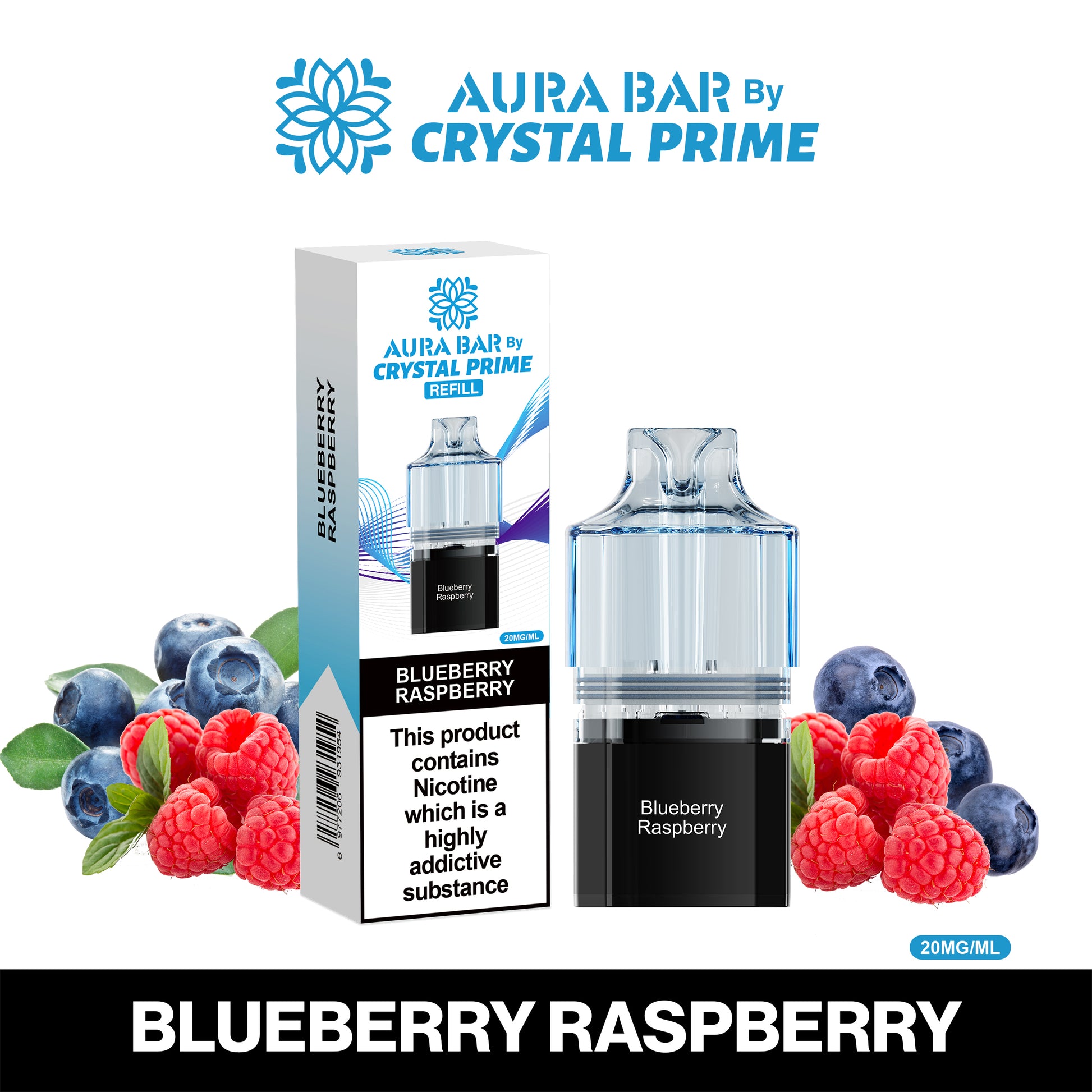 Crystal Prime Aura Bar 10K Prefilled Pods - Blueberry Raspberry image