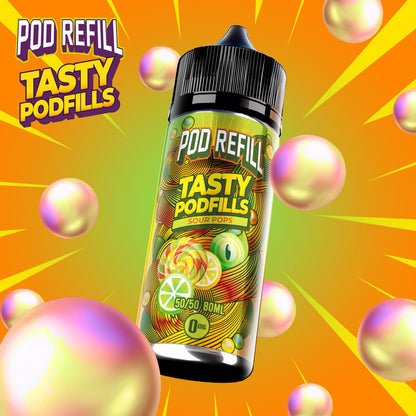 Pod Refill by Tasty Podfill 100ml 50/50 VG/PG E-Liquid Shortfill - Sour Pops image